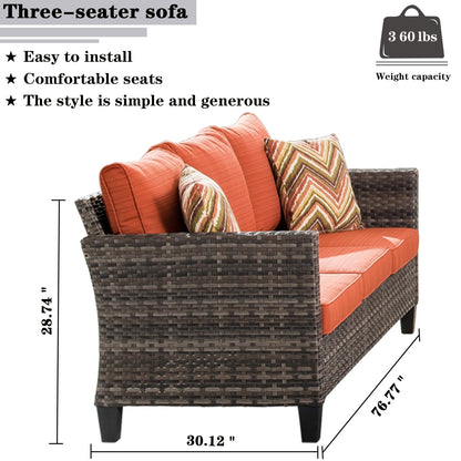 OVIOS 7-piece Patio Outdoor Wicker Conversation Set