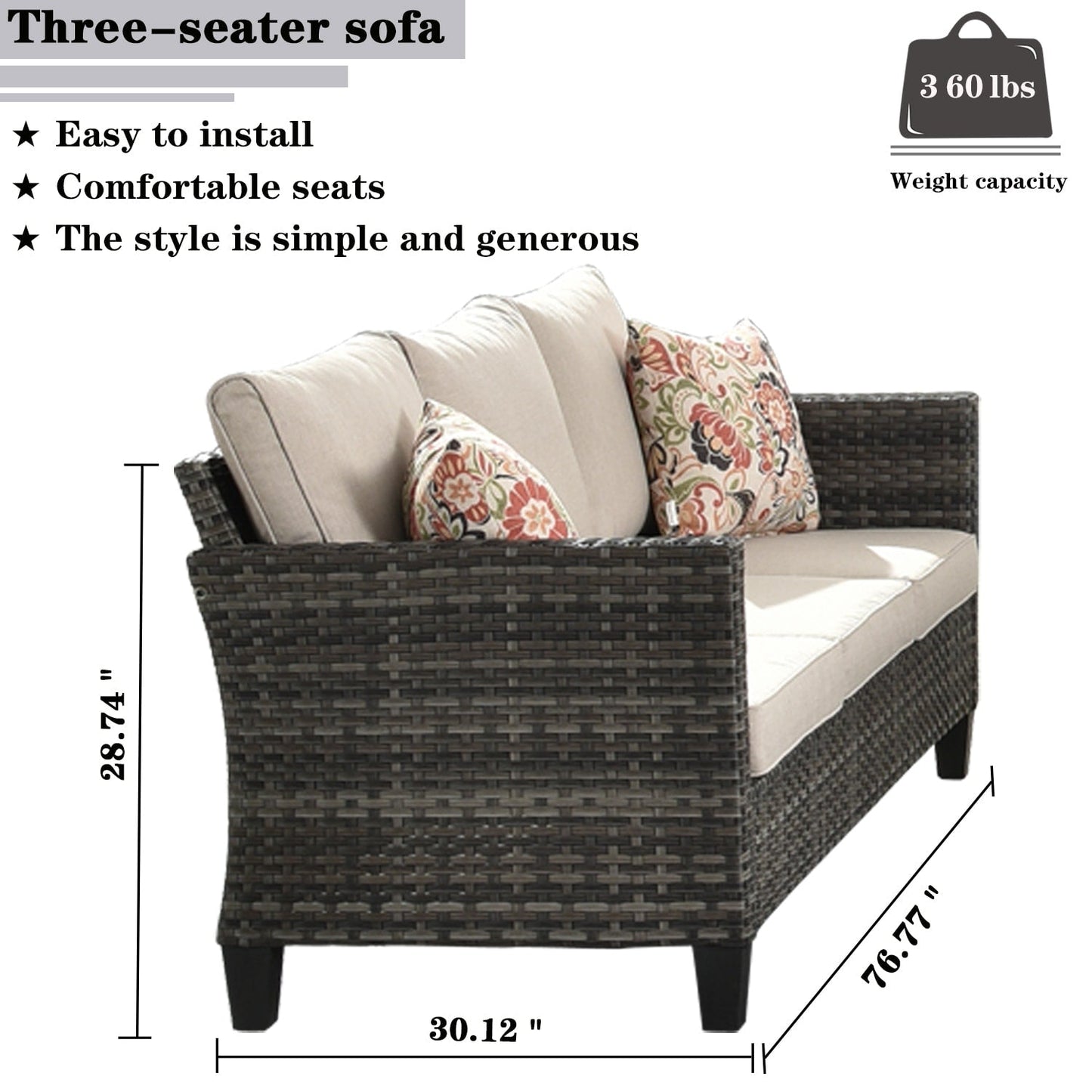 OVIOS 7-piece Patio Outdoor Wicker Conversation Set