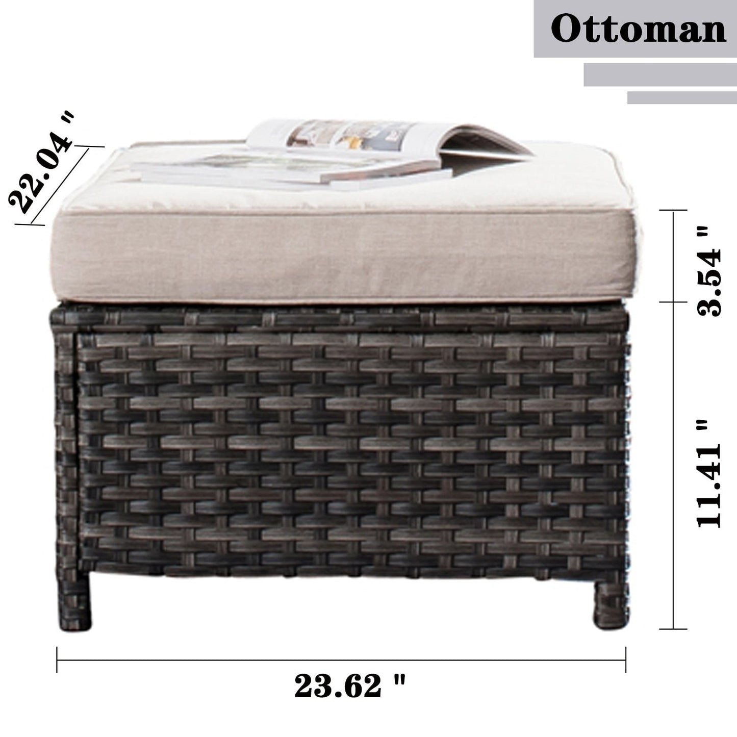 OVIOS 7-piece Patio Outdoor Wicker Conversation Set