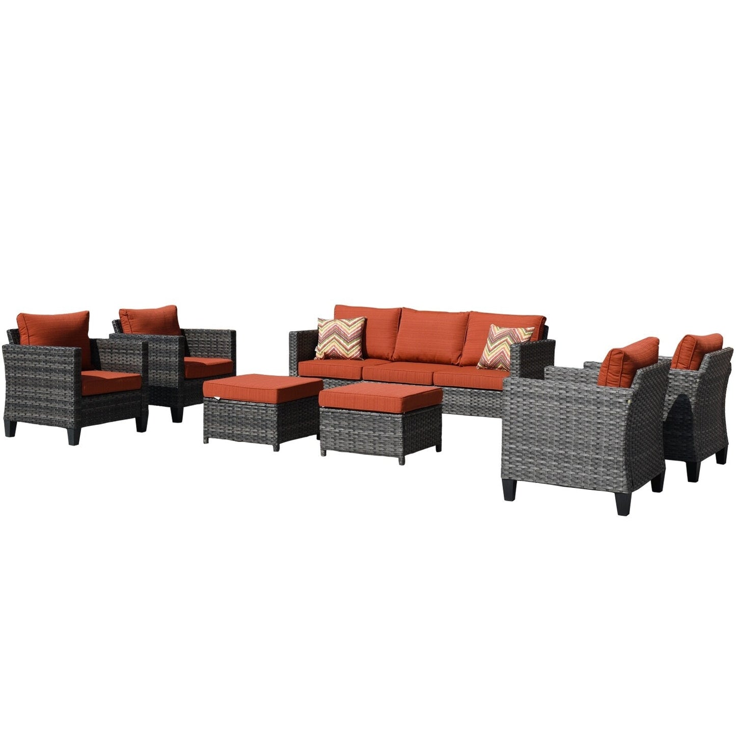 OVIOS 7-piece Patio Outdoor Wicker Conversation Set