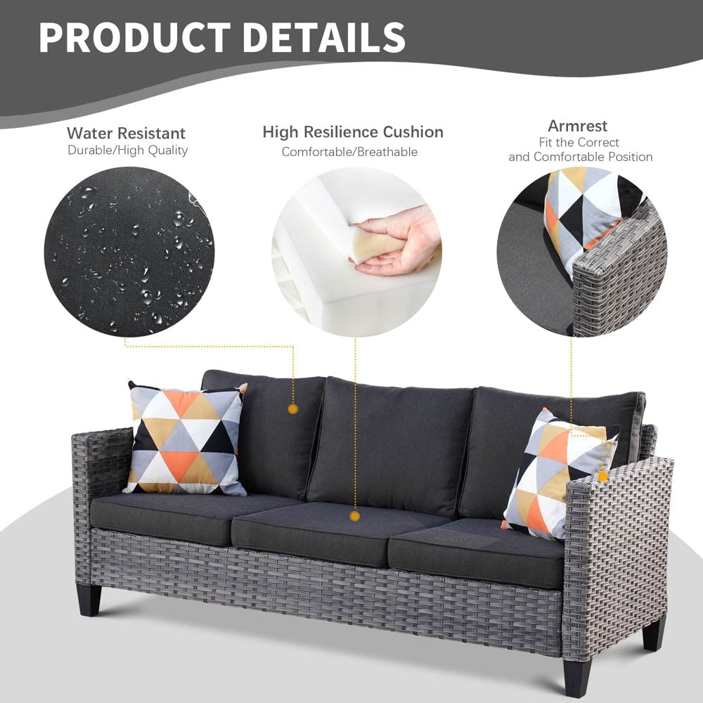 OVIOS 8-piece Patio Wicker Conversation Furniture Set with Swivel Chairs
