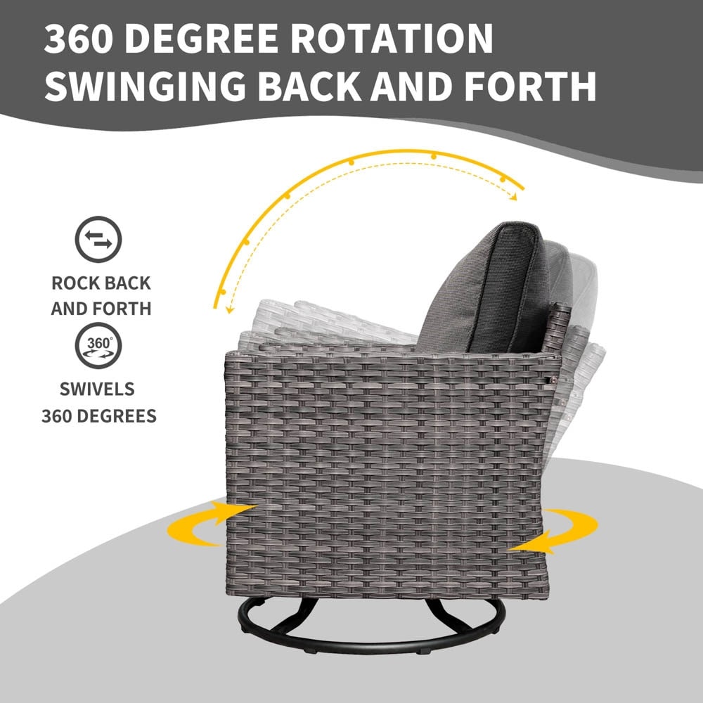 OVIOS 8-piece Patio Wicker Conversation Furniture Set with Swivel Chairs