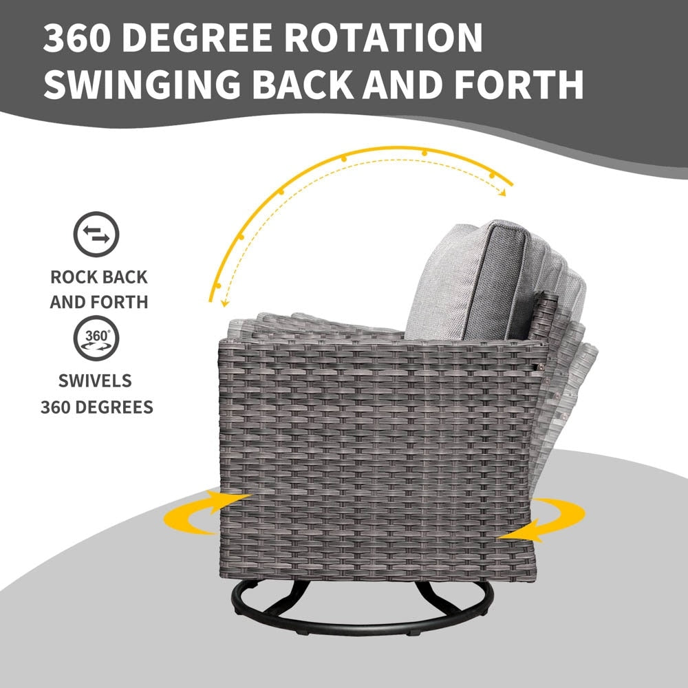 OVIOS 8-piece Patio Wicker Conversation Furniture Set with Swivel Chairs