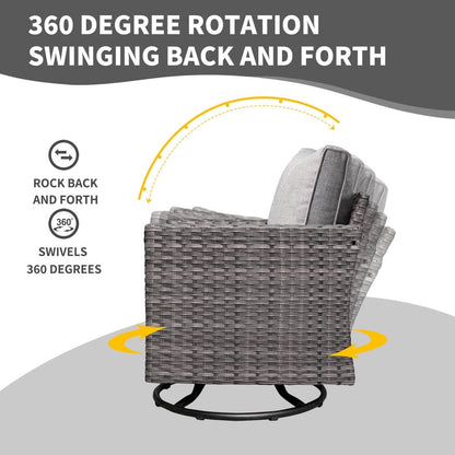OVIOS 8-piece Patio Wicker Conversation Furniture Set with Swivel Chairs
