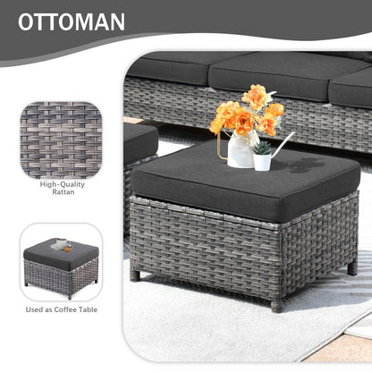 OVIOS 8-piece Patio Wicker Conversation Furniture Set with Swivel Chairs