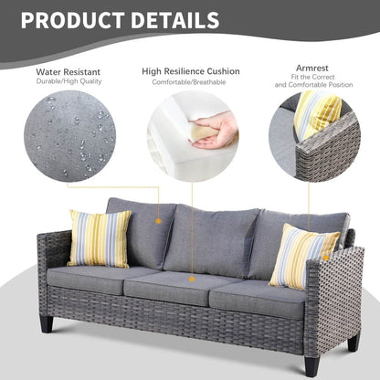 OVIOS 8-piece Patio Wicker Conversation Furniture Set with Swivel Chairs