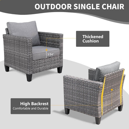 OVIOS 8-piece Patio Wicker Conversation Furniture Set with Swivel Chairs