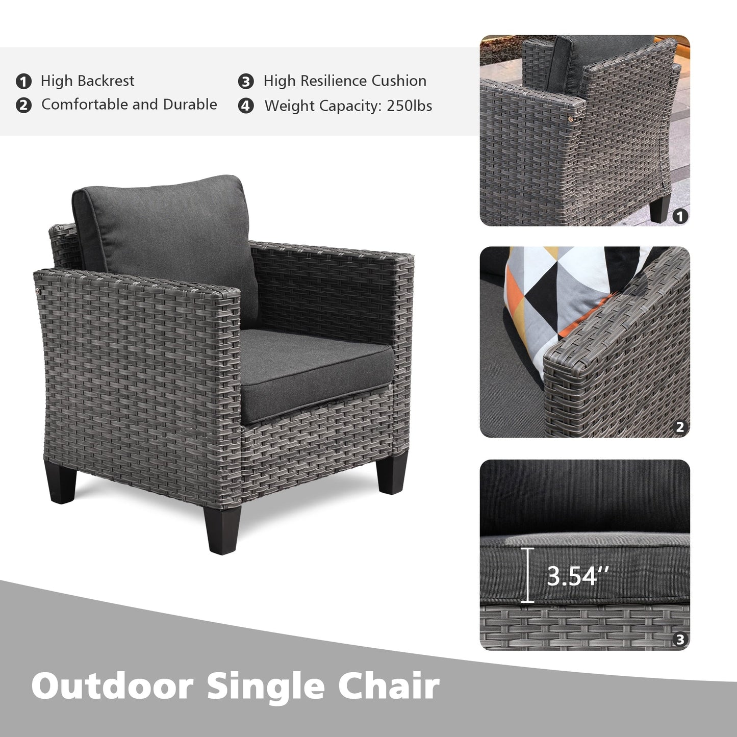 OVIOS 8-piece Patio Wicker Outdoor High-back Sectional Furniture Set