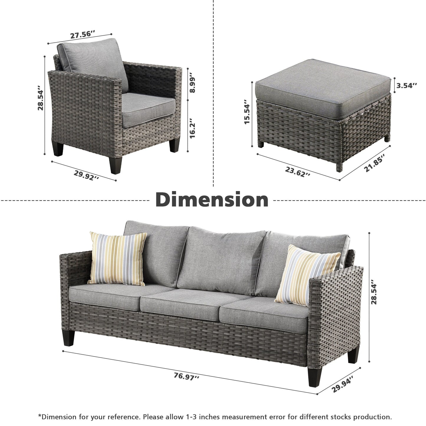 OVIOS 8-piece Patio Wicker Outdoor High-back Sectional Furniture Set