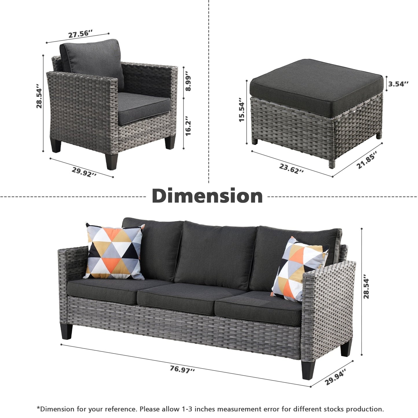 OVIOS 8-piece Patio Wicker Outdoor High-back Sectional Furniture Set