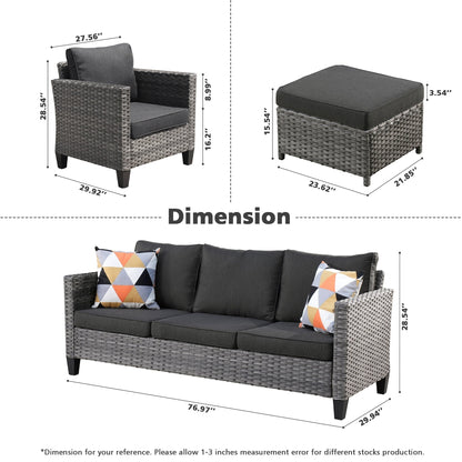 OVIOS 8-piece Patio Wicker Outdoor High-back Sectional Furniture Set