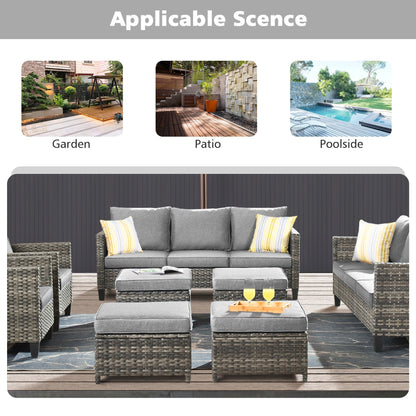 OVIOS 8-piece Patio Wicker Outdoor High-back Sectional Furniture Set