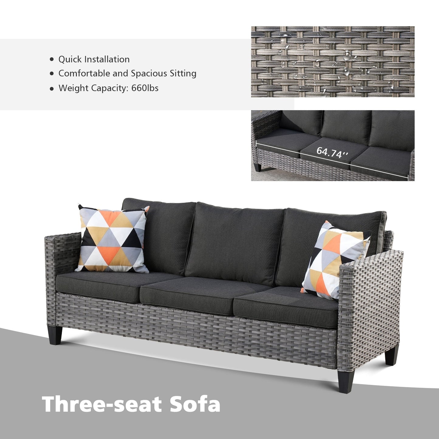 OVIOS 8-piece Patio Wicker Outdoor High-back Sectional Furniture Set
