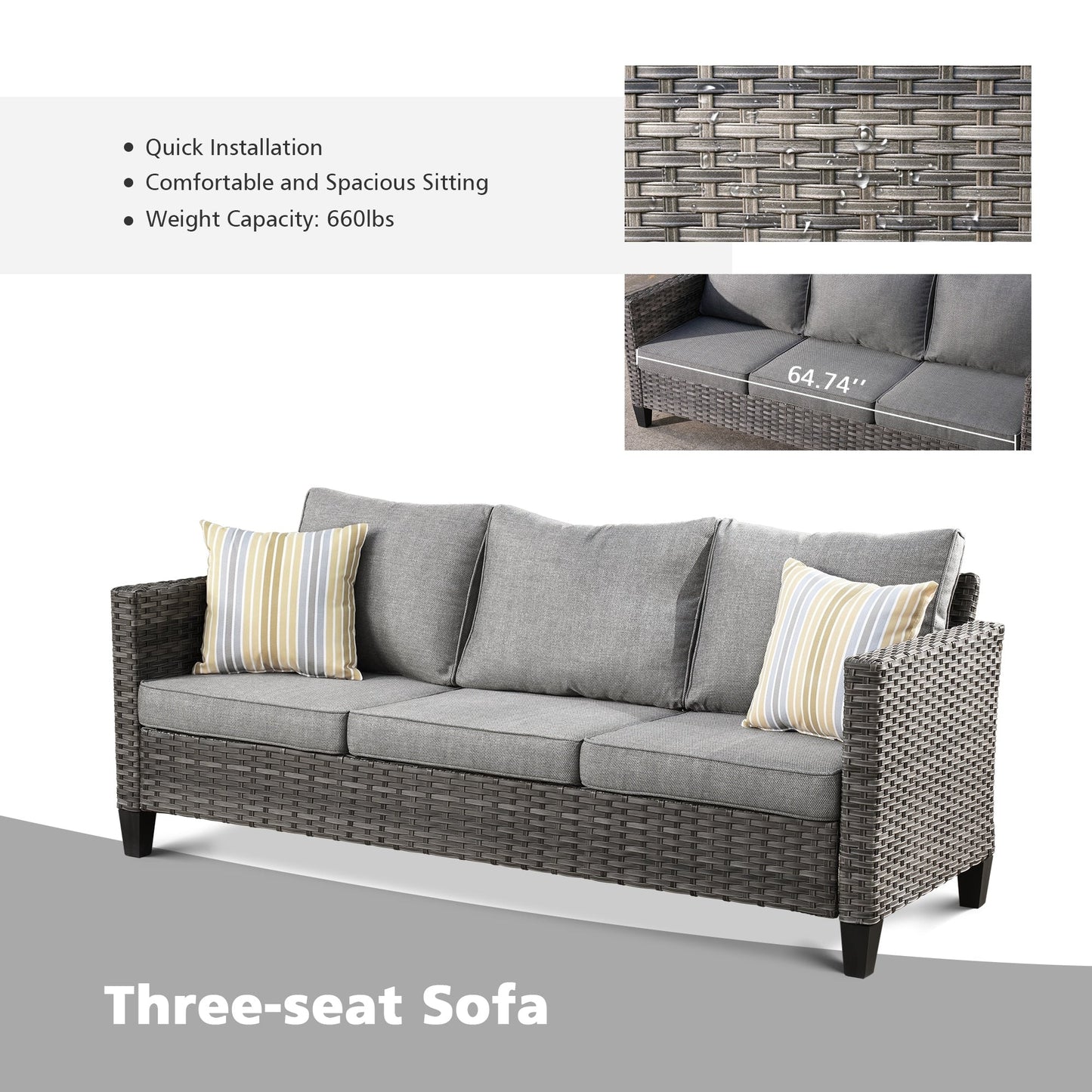 OVIOS 8-piece Patio Wicker Outdoor High-back Sectional Furniture Set