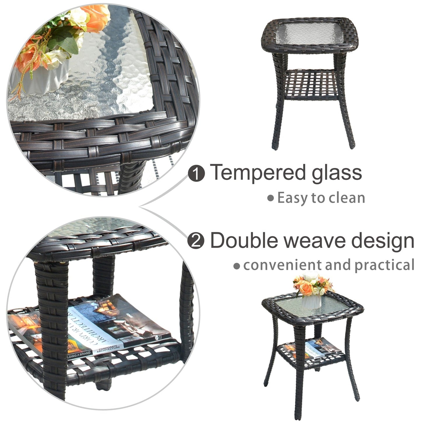 OVIOS 8-piece Patio Wicker Furniture Swivel Chair Set