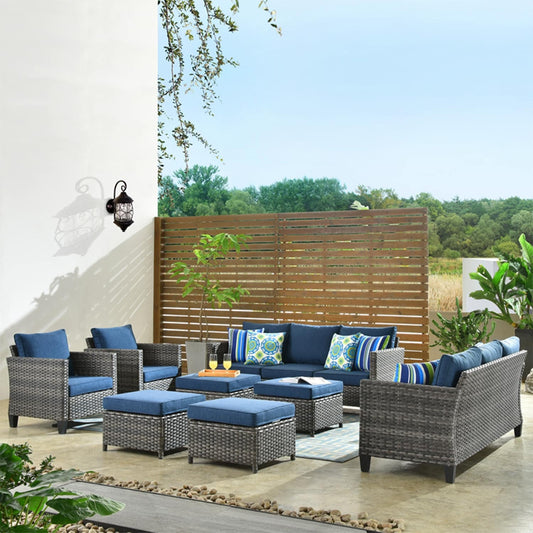 OVIOS 8-piece Patio Wicker Outdoor High-back Sectional Furniture Set