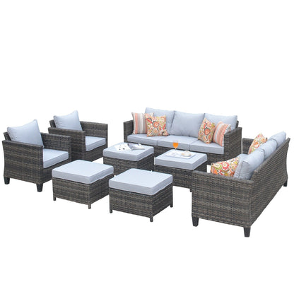 OVIOS 8-piece Patio Wicker Outdoor High-back Sectional Furniture Set