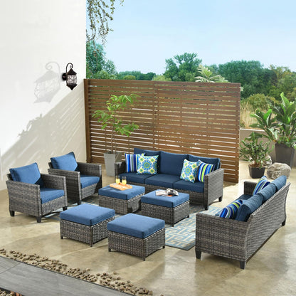 OVIOS 8-piece Patio Wicker Outdoor High-back Sectional Furniture Set