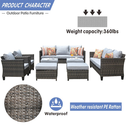 OVIOS 8-piece Patio Wicker Outdoor High-back Sectional Furniture Set