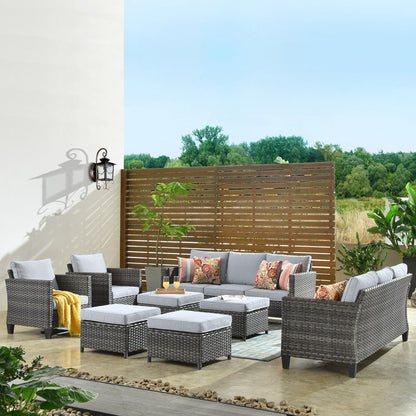 OVIOS 8-piece Patio Wicker Outdoor High-back Sectional Furniture Set