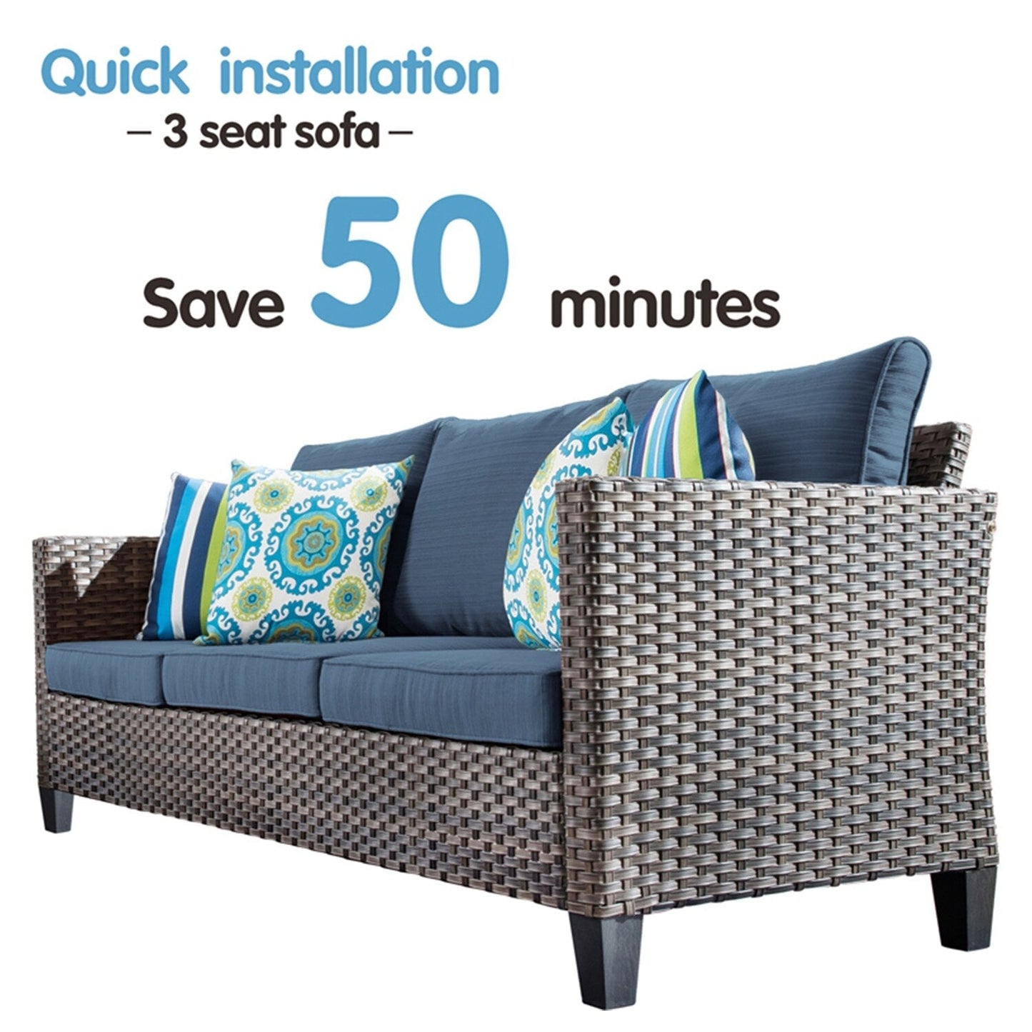 OVIOS 8-piece Patio Wicker Outdoor High-back Sectional Furniture Set