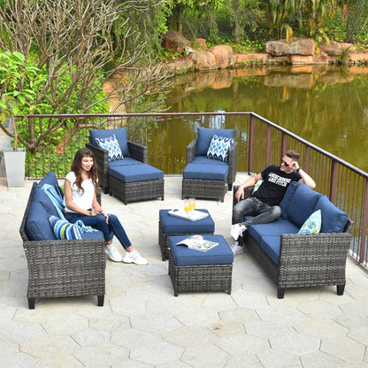 OVIOS 8-piece Patio Wicker Outdoor High-back Sectional Furniture Set