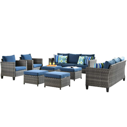 OVIOS 8-piece Patio Wicker Outdoor High-back Sectional Furniture Set