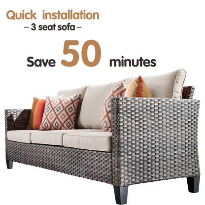 OVIOS 8-piece Patio Wicker Outdoor High-back Sectional Furniture Set