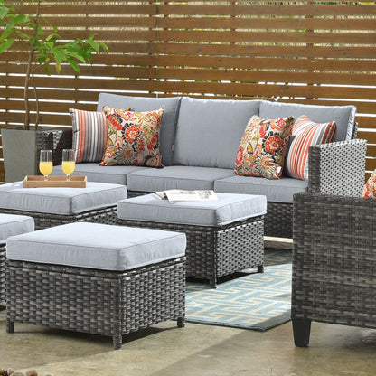 OVIOS 8-piece Patio Wicker Outdoor High-back Sectional Furniture Set