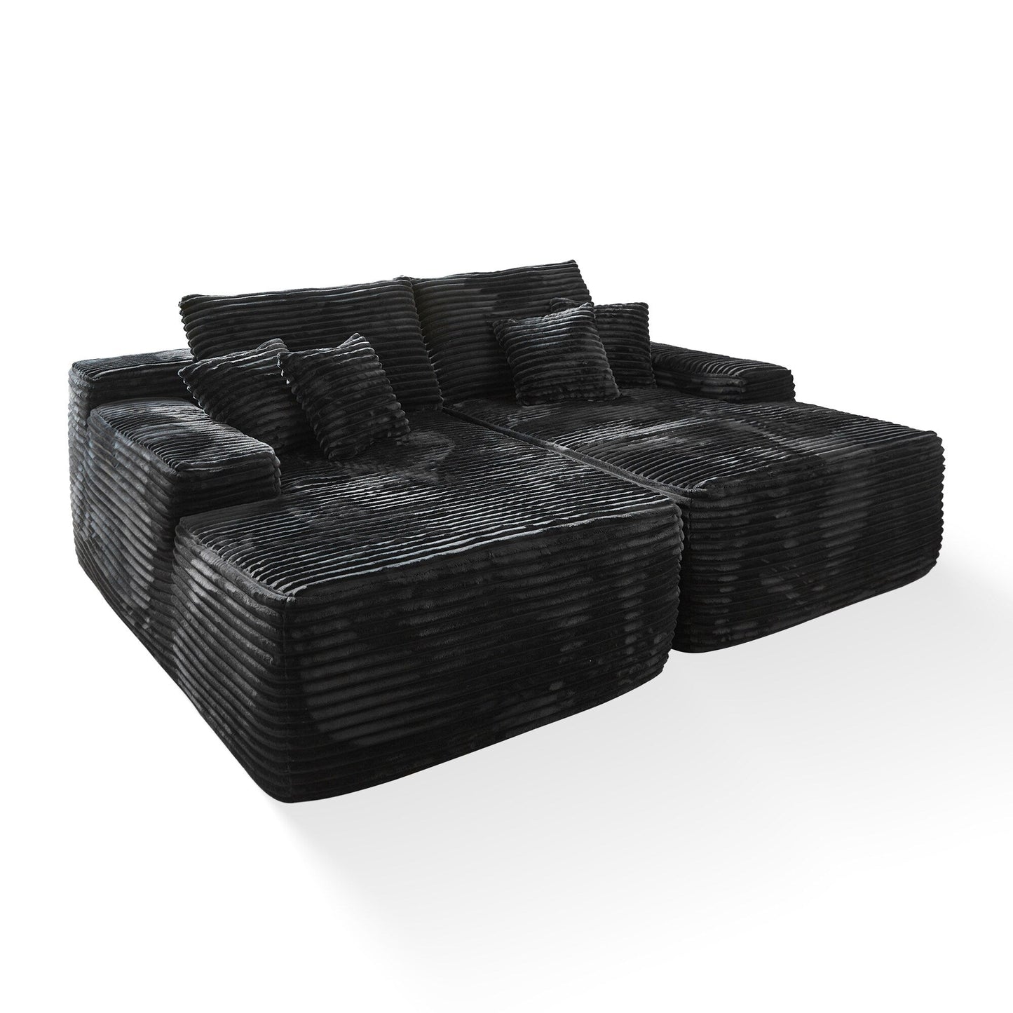 OVIOS Long Plush No Assembly Required Double Chaise Sofa