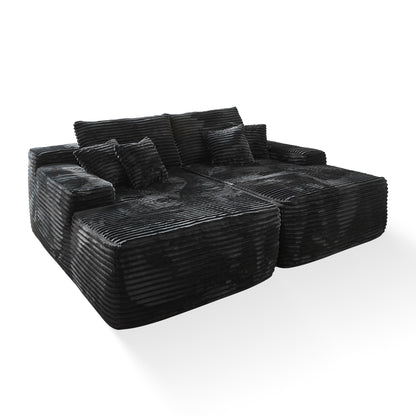 OVIOS Long Plush No Assembly Required Double Chaise Sofa