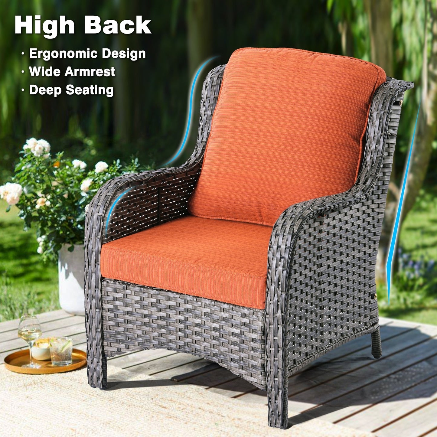 OVIOS 2-piece Patio Wicker Chairs Set