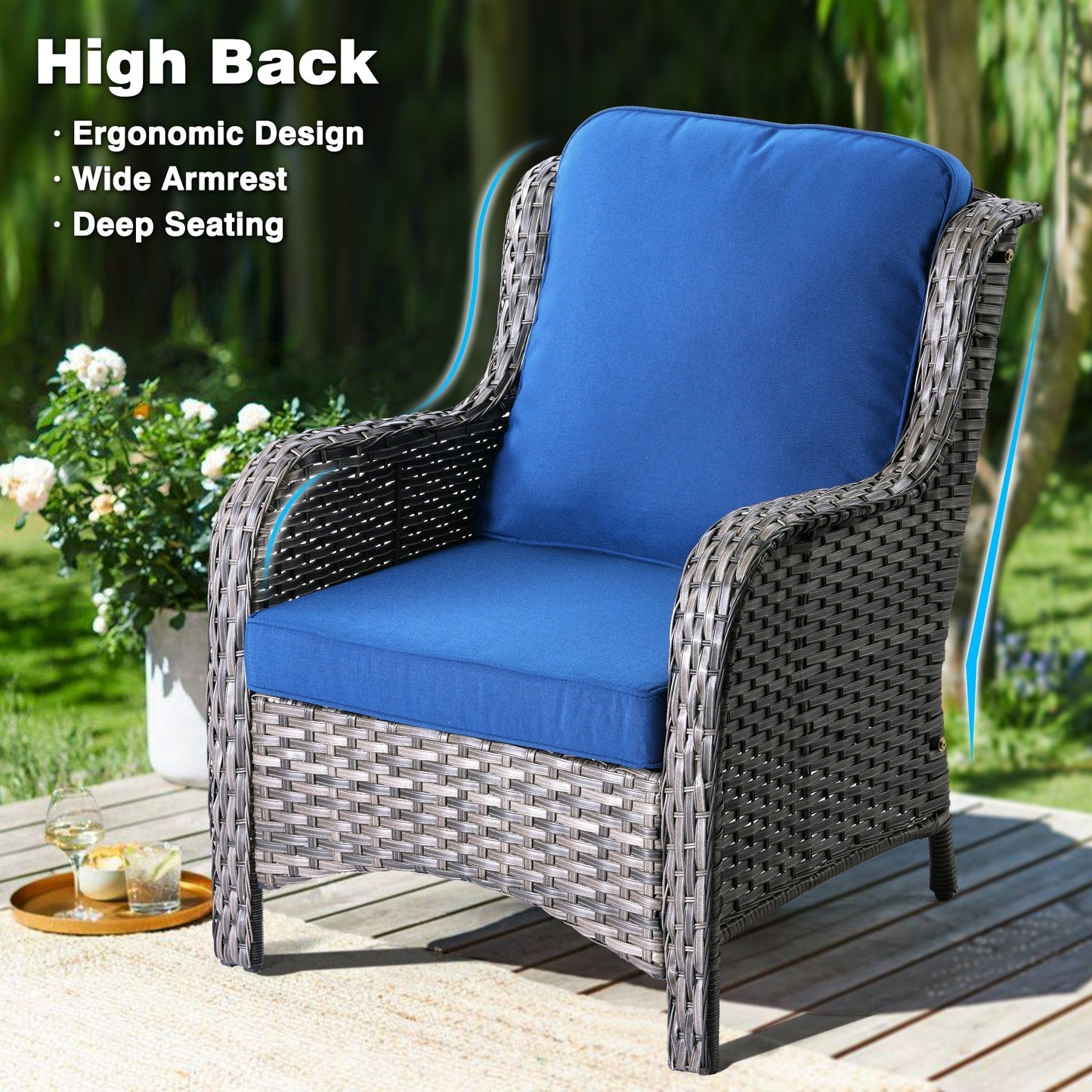 OVIOS 2-piece Patio Wicker Chairs Set