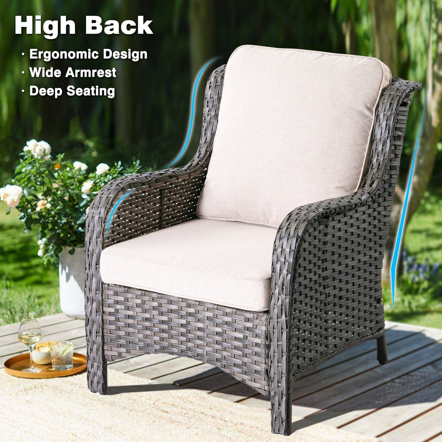 OVIOS 2-piece Patio Wicker Chairs Set