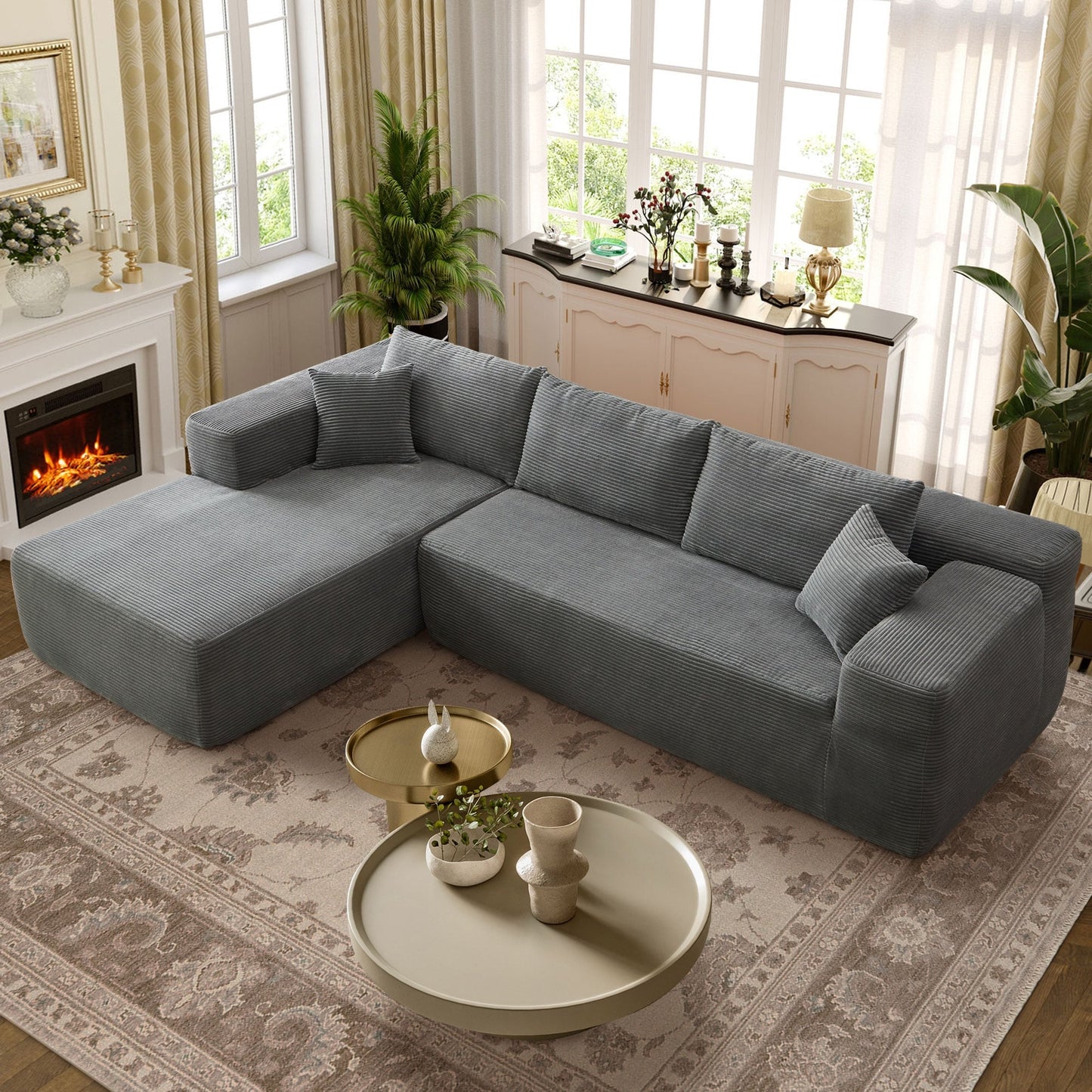 OVIOS Pit Stripes No Assembly Required Chaise Sofa