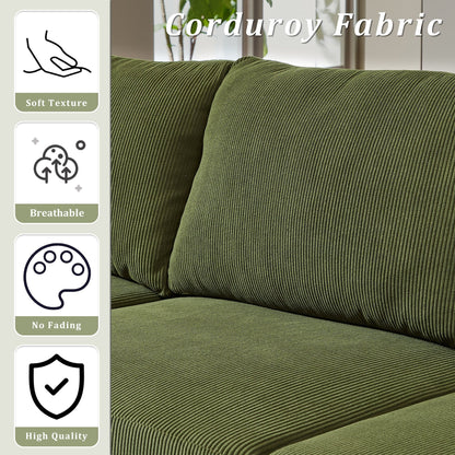 OVIOS Reversible Chaise Sofa With Fluffy Cushions Metal Legs