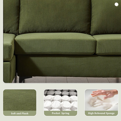 OVIOS Reversible Chaise Sofa With Fluffy Cushions Metal Legs