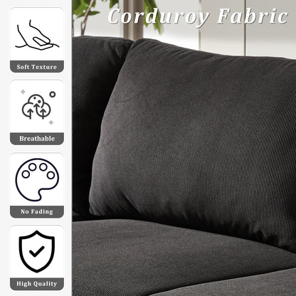OVIOS Reversible Chaise Sofa With Fluffy Cushions Metal Legs