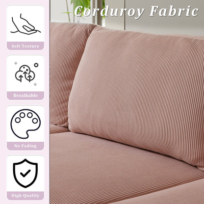 OVIOS Reversible Chaise Sofa With Fluffy Cushions Metal Legs