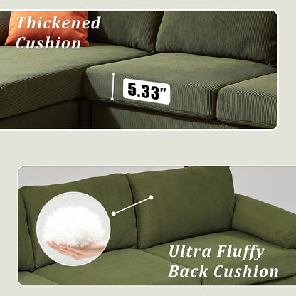 OVIOS Reversible Chaise Sofa With Fluffy Cushions Metal Legs