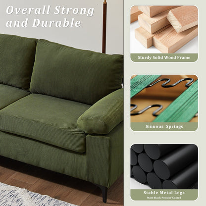 OVIOS Reversible Chaise Sofa With Fluffy Cushions Metal Legs