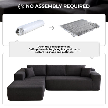 OVIOS Scratch-Resistant No Assembly Required Chaise Sofa