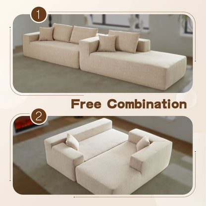 OVIOS Scratch-Resistant No Assembly Required Chaise Sofa