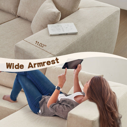 OVIOS Scratch-Resistant No Assembly Required Chaise Sofa