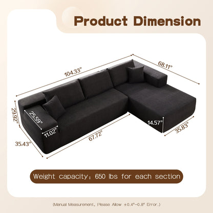 OVIOS Scratch-Resistant No Assembly Required Chaise Sofa