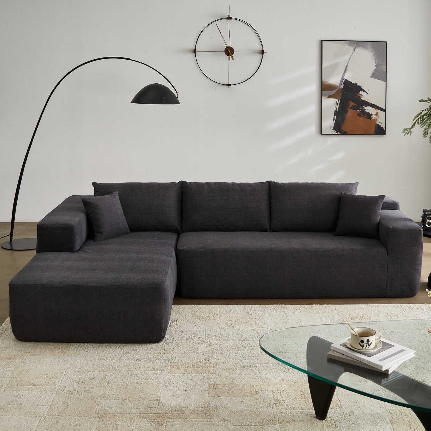 OVIOS Scratch-Resistant No Assembly Required Chaise Sofa