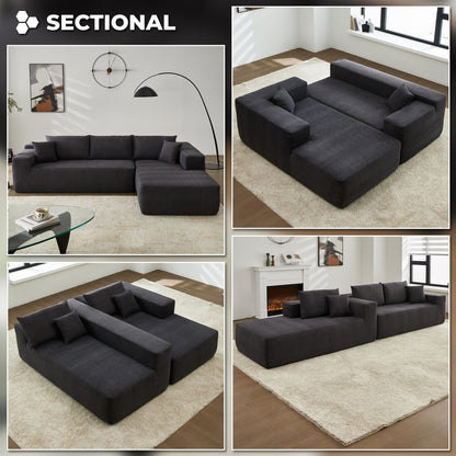 OVIOS Scratch-Resistant No Assembly Required Chaise Sofa