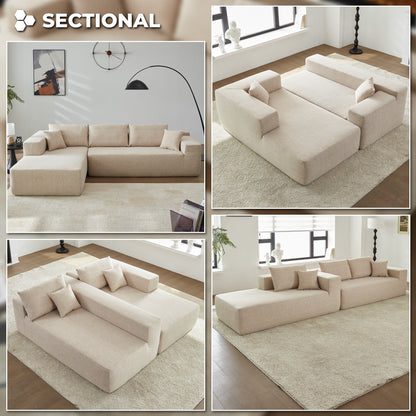 OVIOS Scratch-Resistant No Assembly Required Chaise Sofa