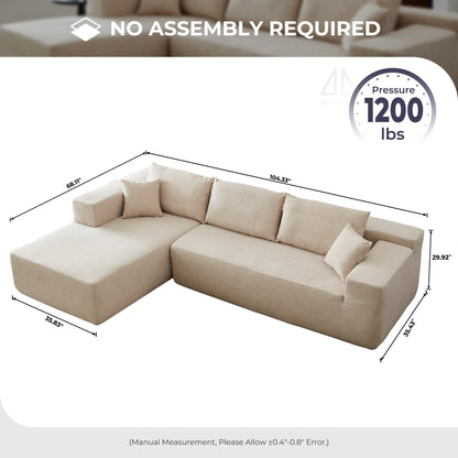 OVIOS Scratch-Resistant No Assembly Required Chaise Sofa