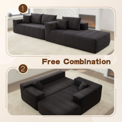 OVIOS Scratch-Resistant No Assembly Required Chaise Sofa